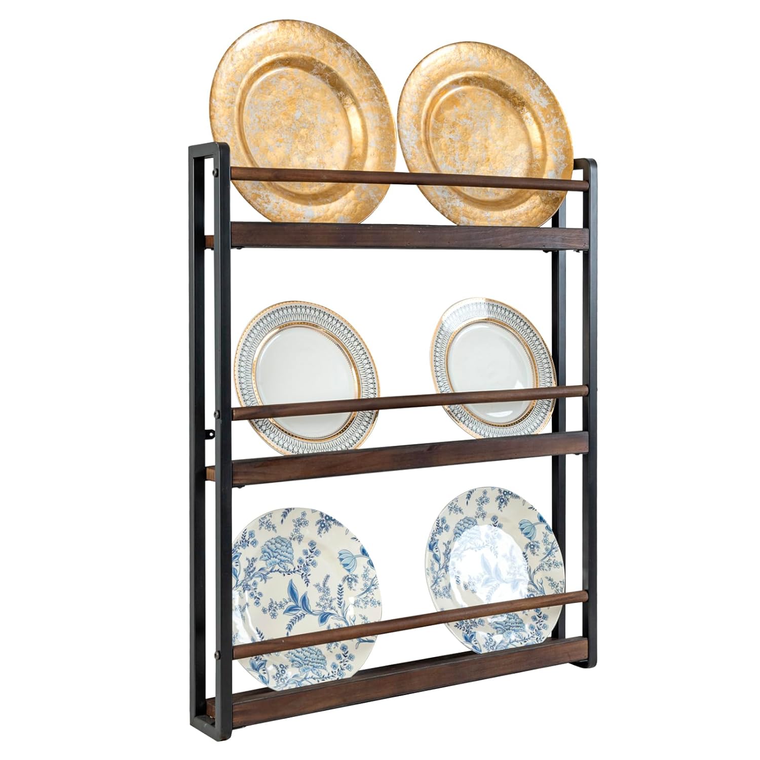 Iron & Wood Plate Display Rack